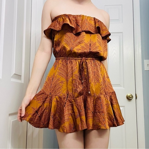 Selfie Leslie Romper Dress Mini Strapless Ruffle Boho Beach Summer Extra Small - Picture 7 of 7